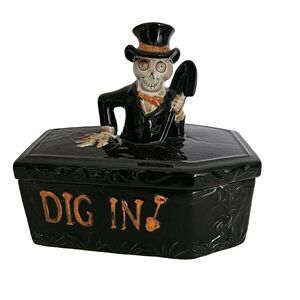 Yankee Candle Boney Bunch Dig In RIP‎ Coffin Candy Holder Dish 2014 Halloween